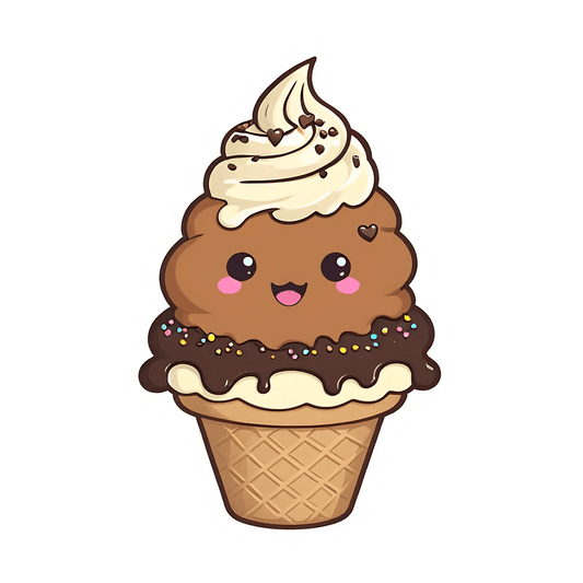 Cute Ice Cream - Sticker - Heat Press Transfer