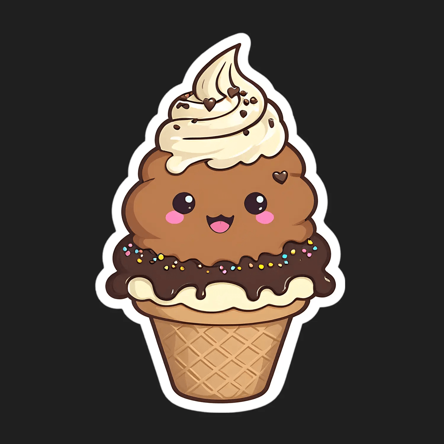 Cute Ice Cream - Sticker - Heat Press Transfer