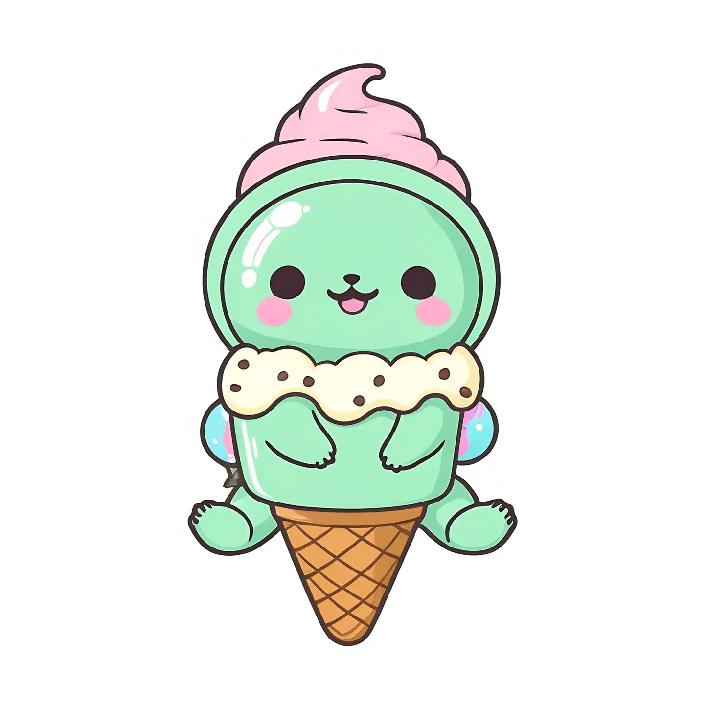 Cute Ice Cream Sticker - Kawaii Decal - Heat Press Transfer