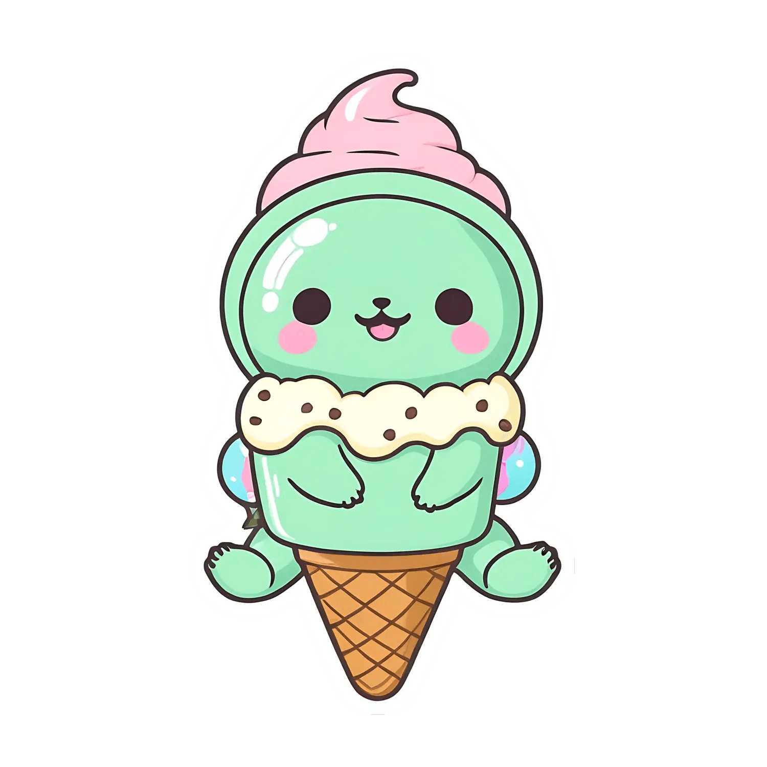 Cute Ice Cream Sticker - Kawaii Decal - Heat Press Transfer