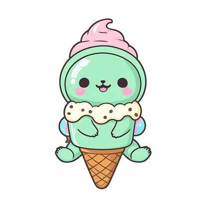 Cute Ice Cream Sticker - Kawaii Decal - Heat Press Transfer