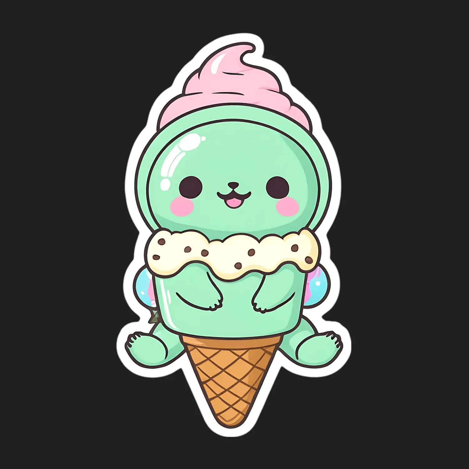 Cute Ice Cream Sticker - Kawaii Decal - Heat Press Transfer