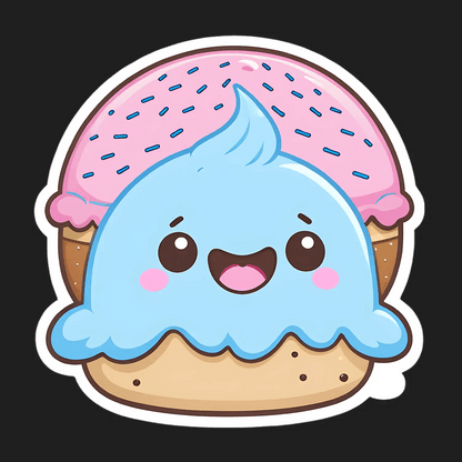 Cute Ice Cream Sticker - UV DTF Design - Heat Press Transfer
