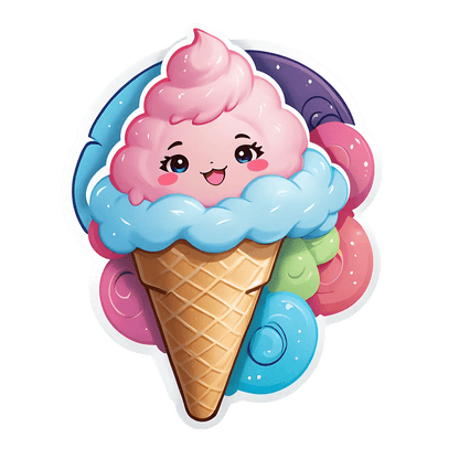 Cute Ice Cream - Vinyl Sticker - Heat Press Transfer