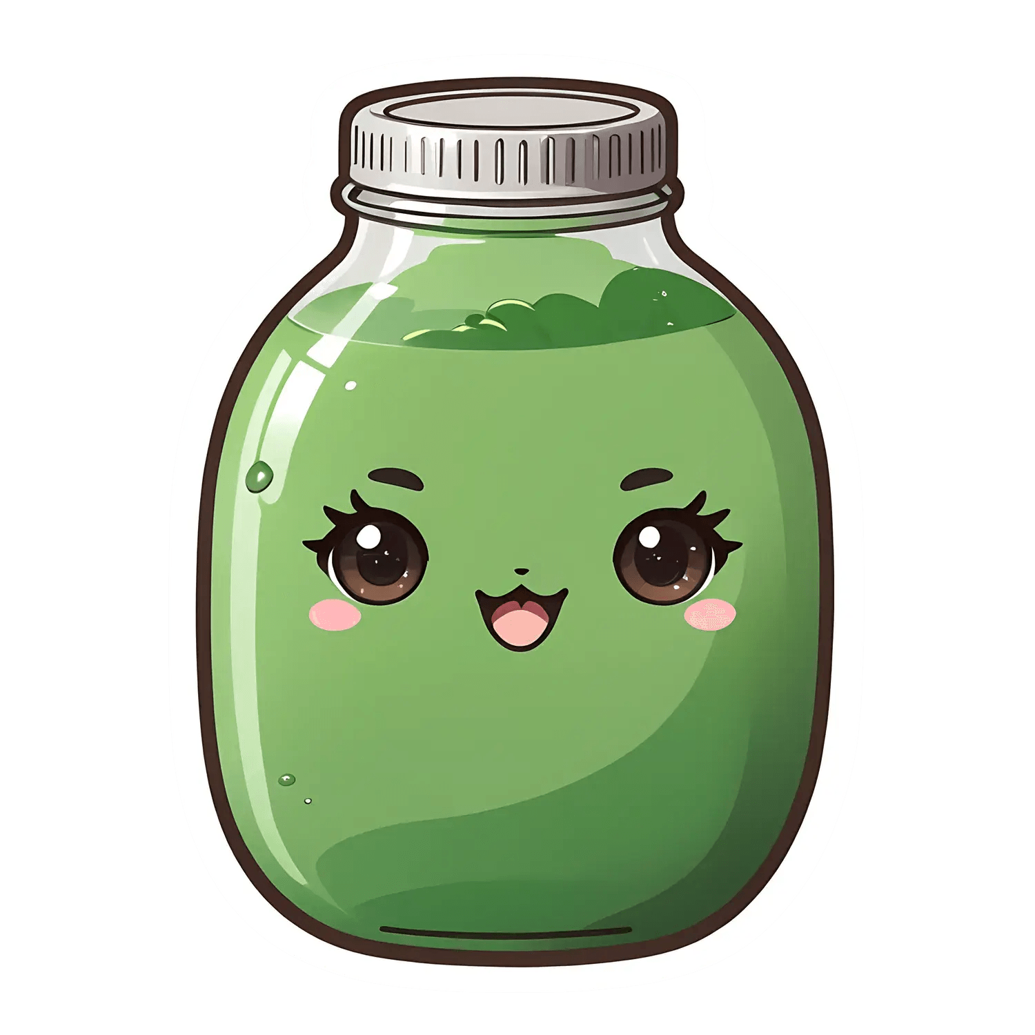 Cute Juice - Green Kawaii Sticker - Heat Press Transfer