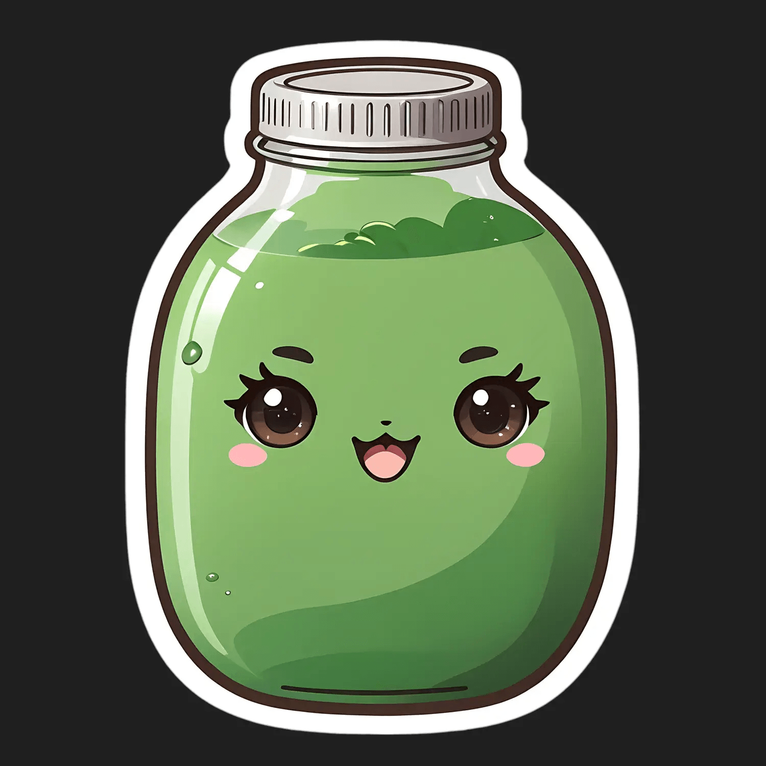 Cute Juice - Green Kawaii Sticker - Heat Press Transfer
