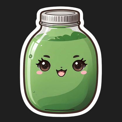 Cute Juice - Green Kawaii Sticker - Heat Press Transfer