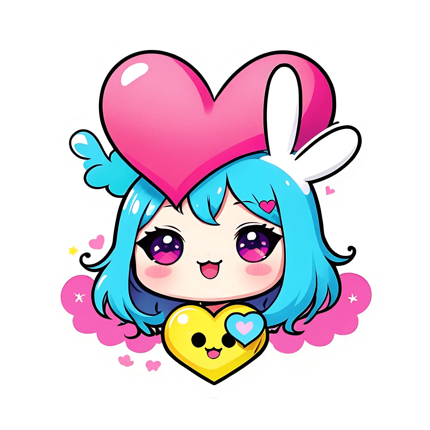 Cute Kawaii Heart - Sticker - Heat Press Transfer