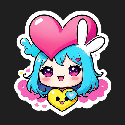 Cute Kawaii Heart - Sticker - Heat Press Transfer
