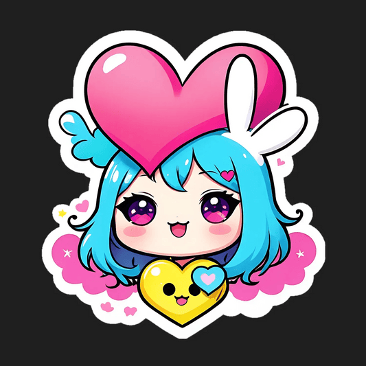 Cute Kawaii Heart - Sticker - Heat Press Transfer