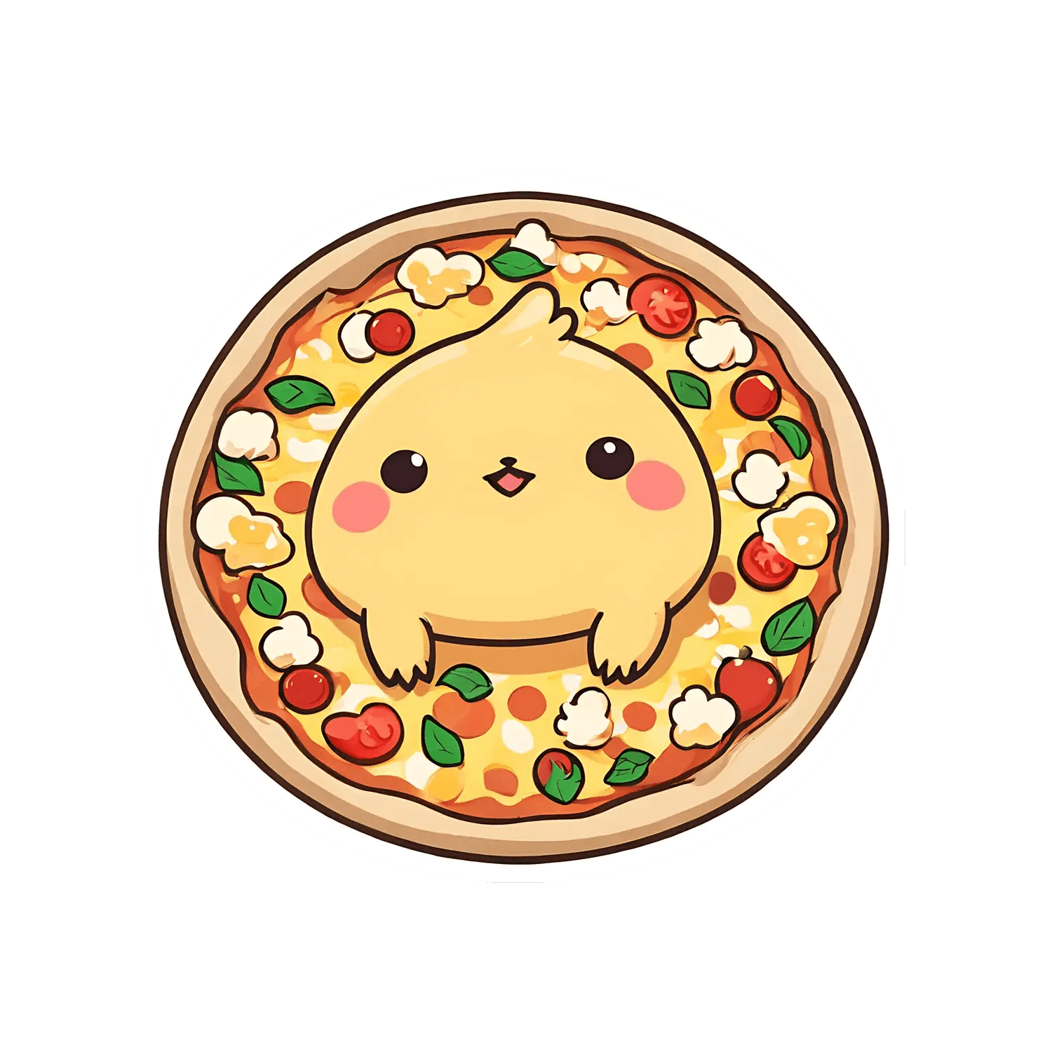 Cute Kawaii Pizza - Sticker - Heat Press Transfer