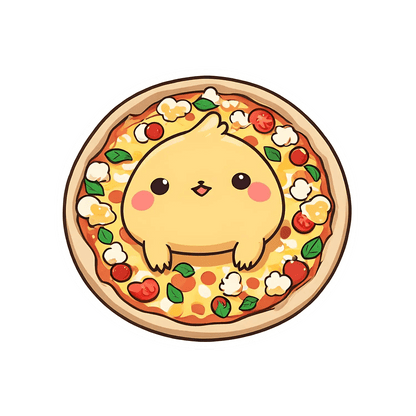 Cute Kawaii Pizza - Sticker - Heat Press Transfer
