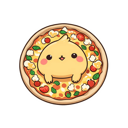 Cute Kawaii Pizza - Sticker - Heat Press Transfer