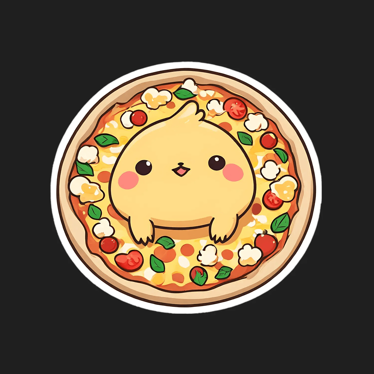 Cute Kawaii Pizza - Sticker - Heat Press Transfer