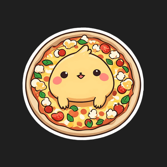 Cute Kawaii Pizza - Sticker - Heat Press Transfer