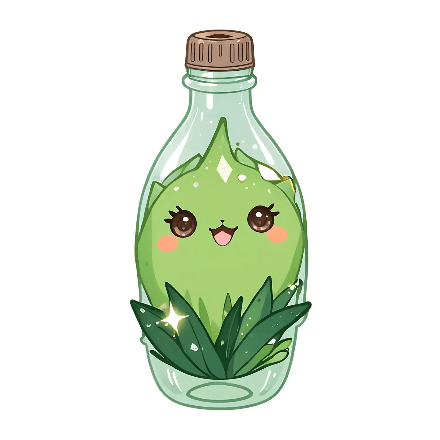 Cute Leaf Bottle - Customizable Sticker - Heat Press Transfer