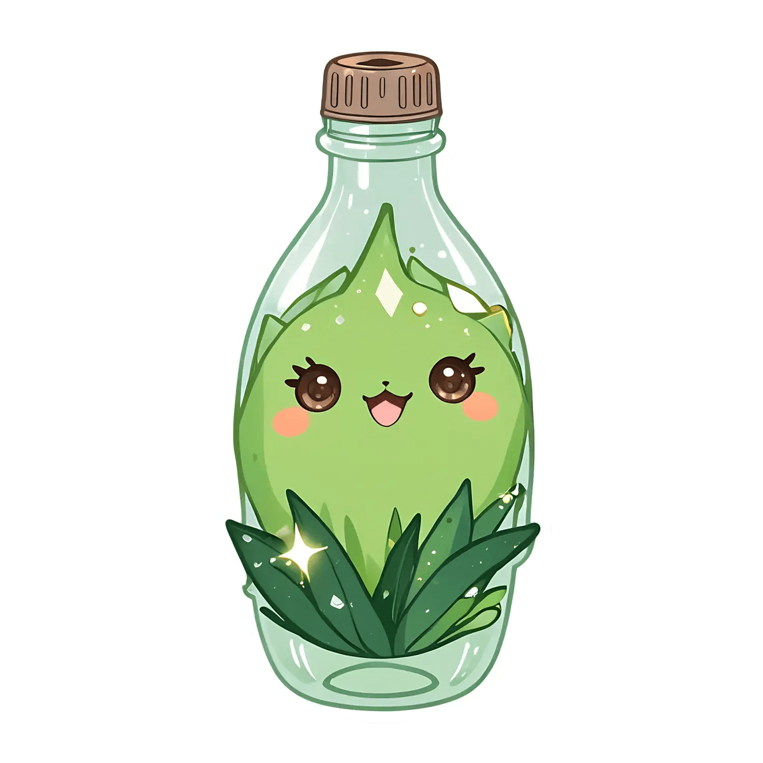 Cute Leaf Bottle - Customizable Sticker - Heat Press Transfer