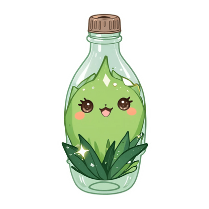 Cute Leaf Bottle - Customizable Sticker - Heat Press Transfer