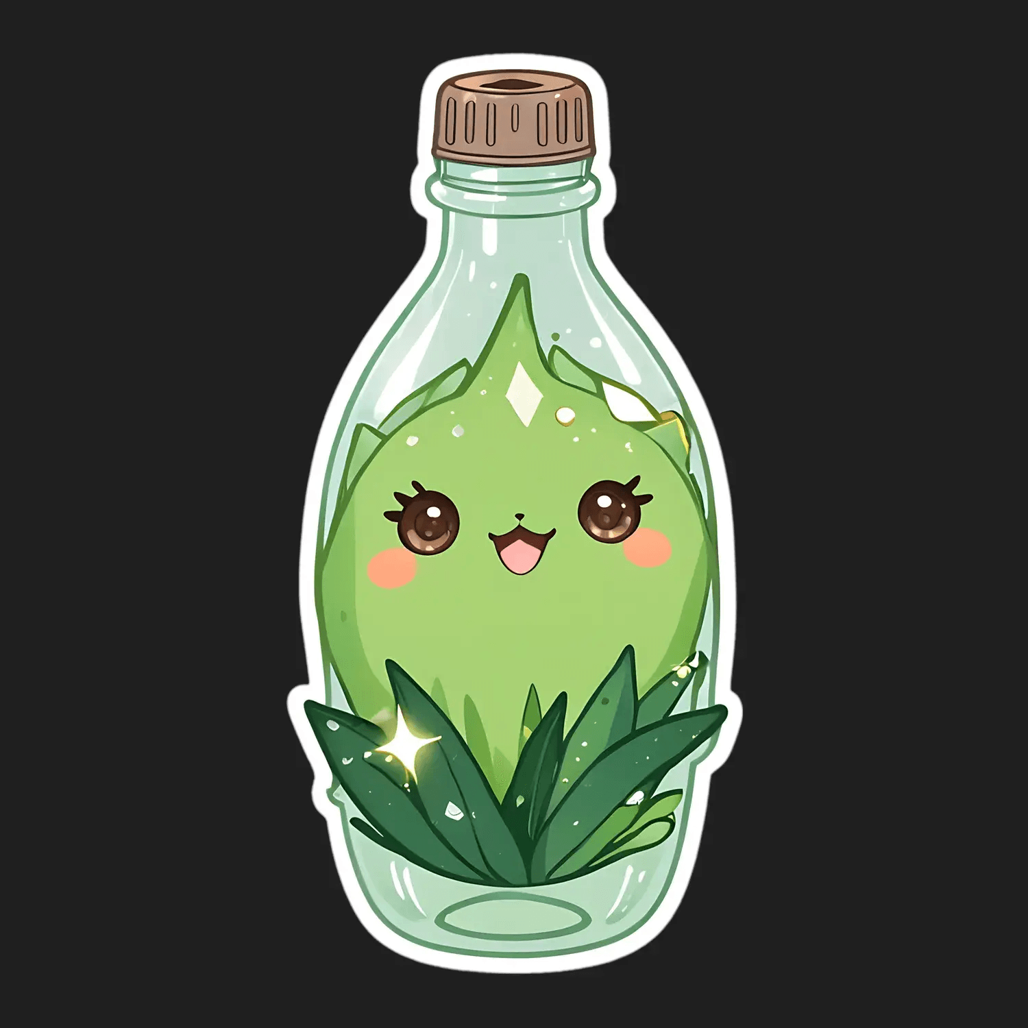 Cute Leaf Bottle - Customizable Sticker - Heat Press Transfer