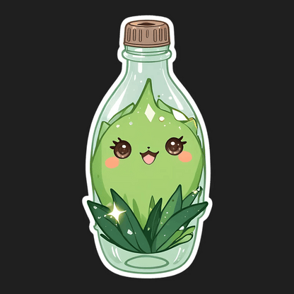 Cute Leaf Bottle - Customizable Sticker - Heat Press Transfer