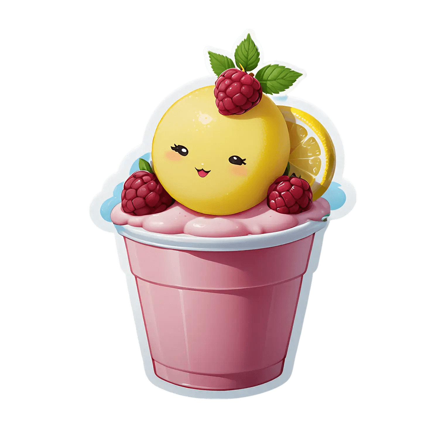 Cute Lemon Raspberry - Dessert Sticker - Heat Press Transfer