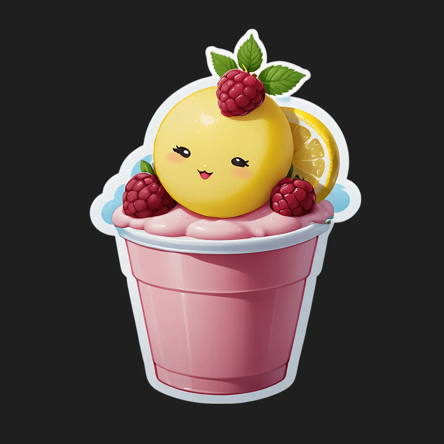 Cute Lemon Raspberry - Dessert Sticker - Heat Press Transfer