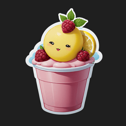 Cute Lemon Raspberry - Dessert Sticker - Heat Press Transfer