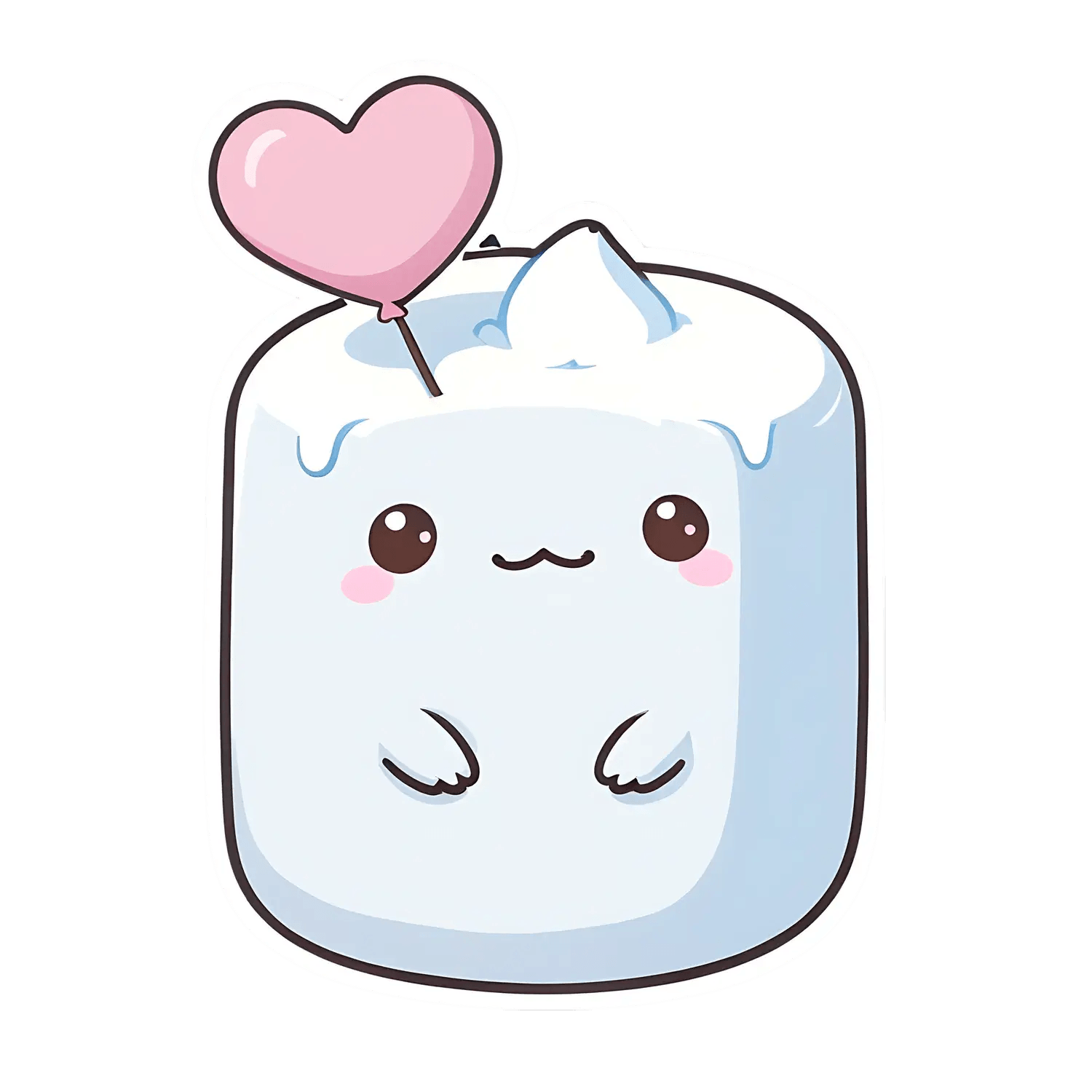 Cute Marshmallow - Heart Sticker - Heat Press Transfer