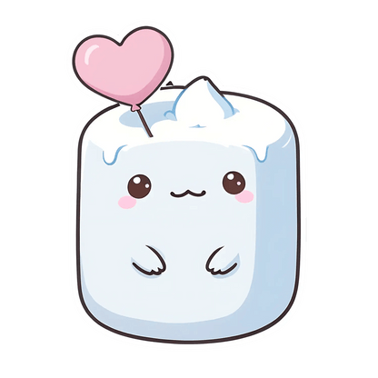 Cute Marshmallow - Heart Sticker - Heat Press Transfer