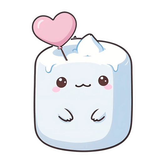 Cute Marshmallow - Heart Sticker - Heat Press Transfer