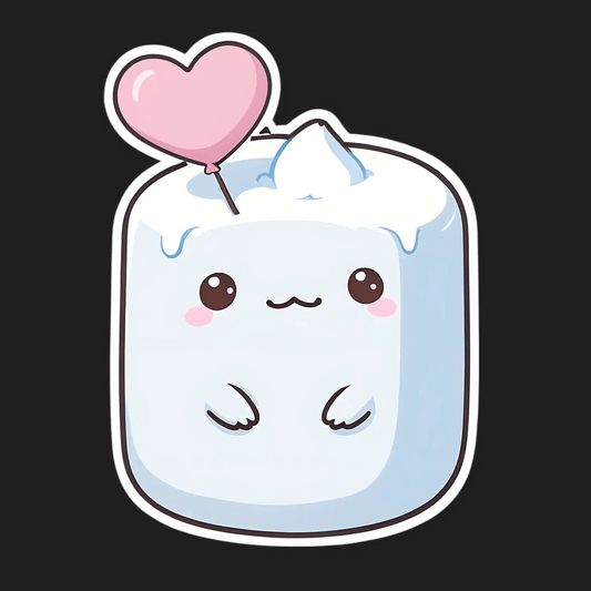 Cute Marshmallow - Heart Sticker - Heat Press Transfer