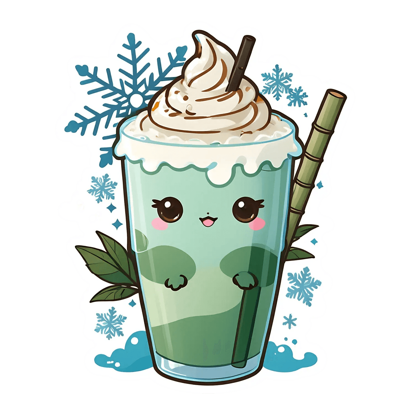 Cute Matcha Latte - Sticker - Heat Press Transfer