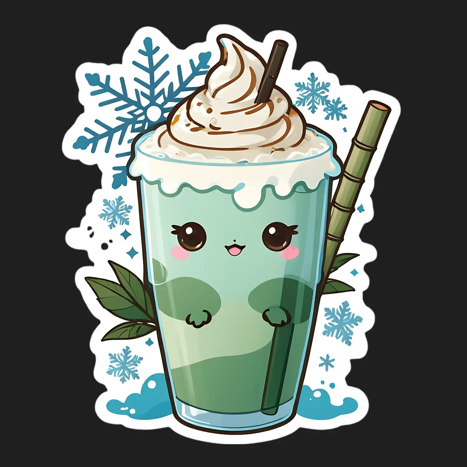 Cute Matcha Latte - Sticker - Heat Press Transfer