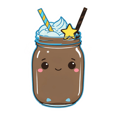 Cute Milkshake Jar - Sticker - Heat Press Transfer