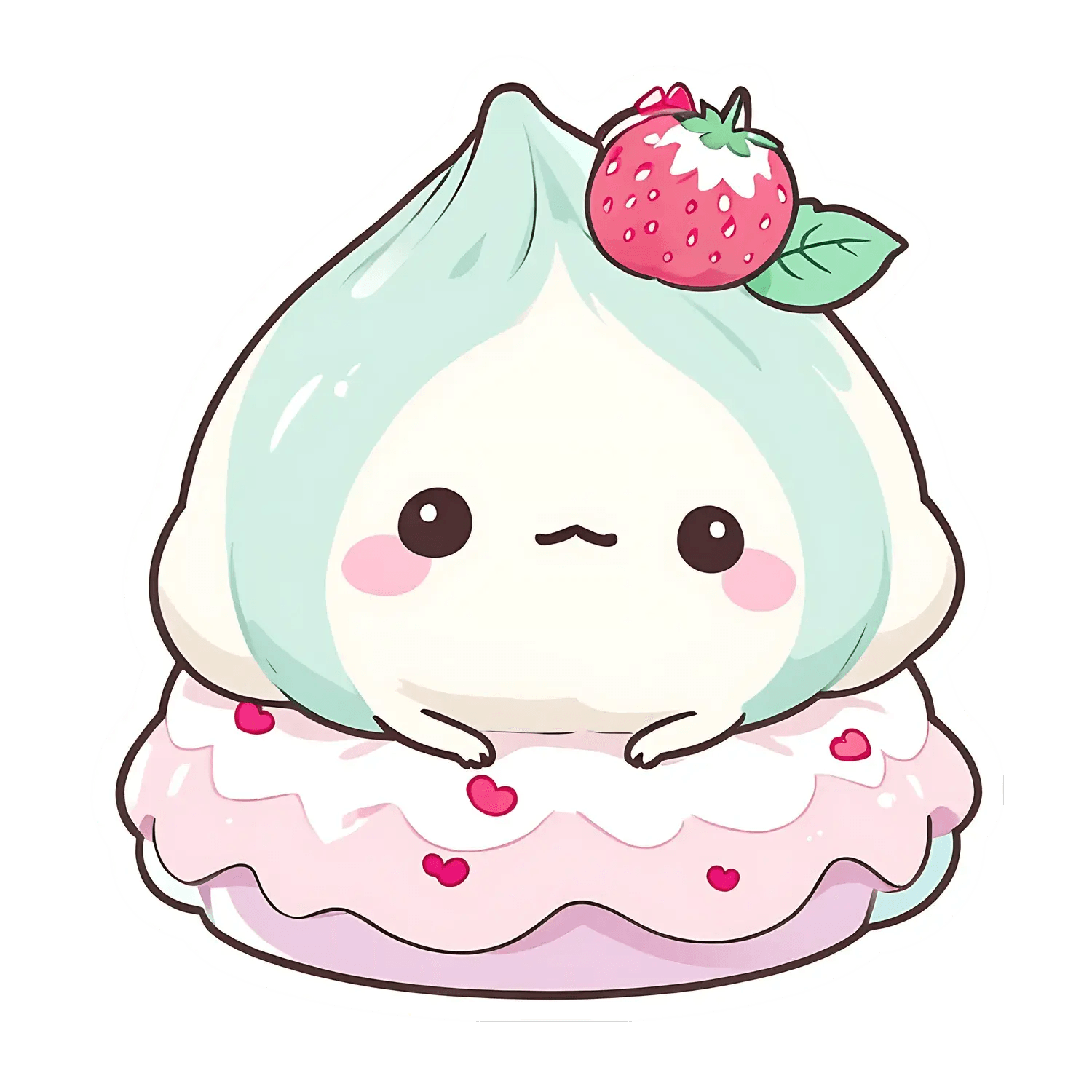 Cute Mochi Strawberry - Sticker - Heat Press Transfer