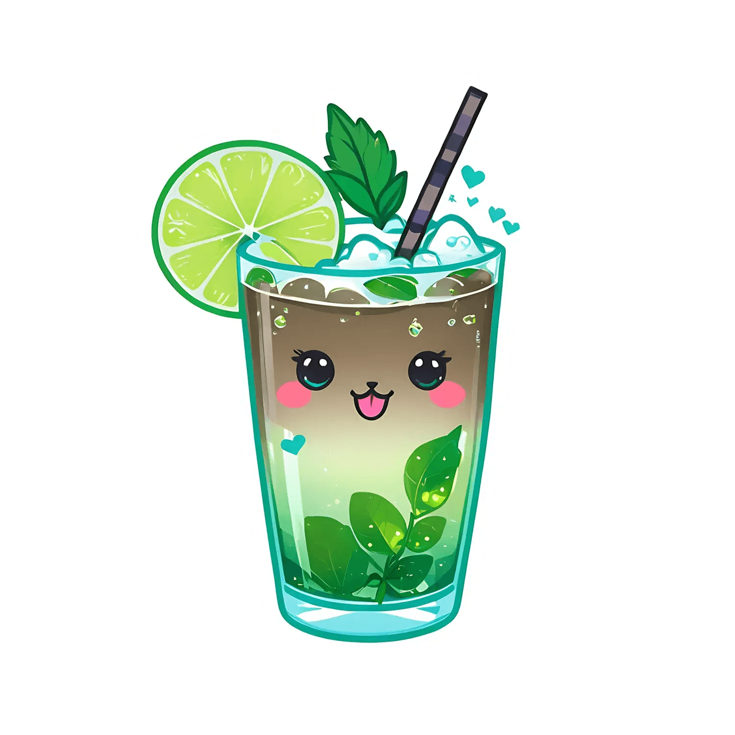Cute Mojito Glass - Sticker - Heat Press Transfer
