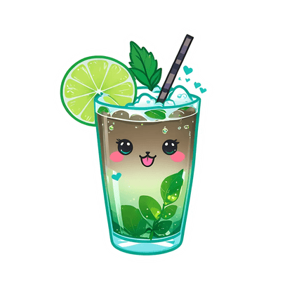 Cute Mojito Glass - Sticker - Heat Press Transfer
