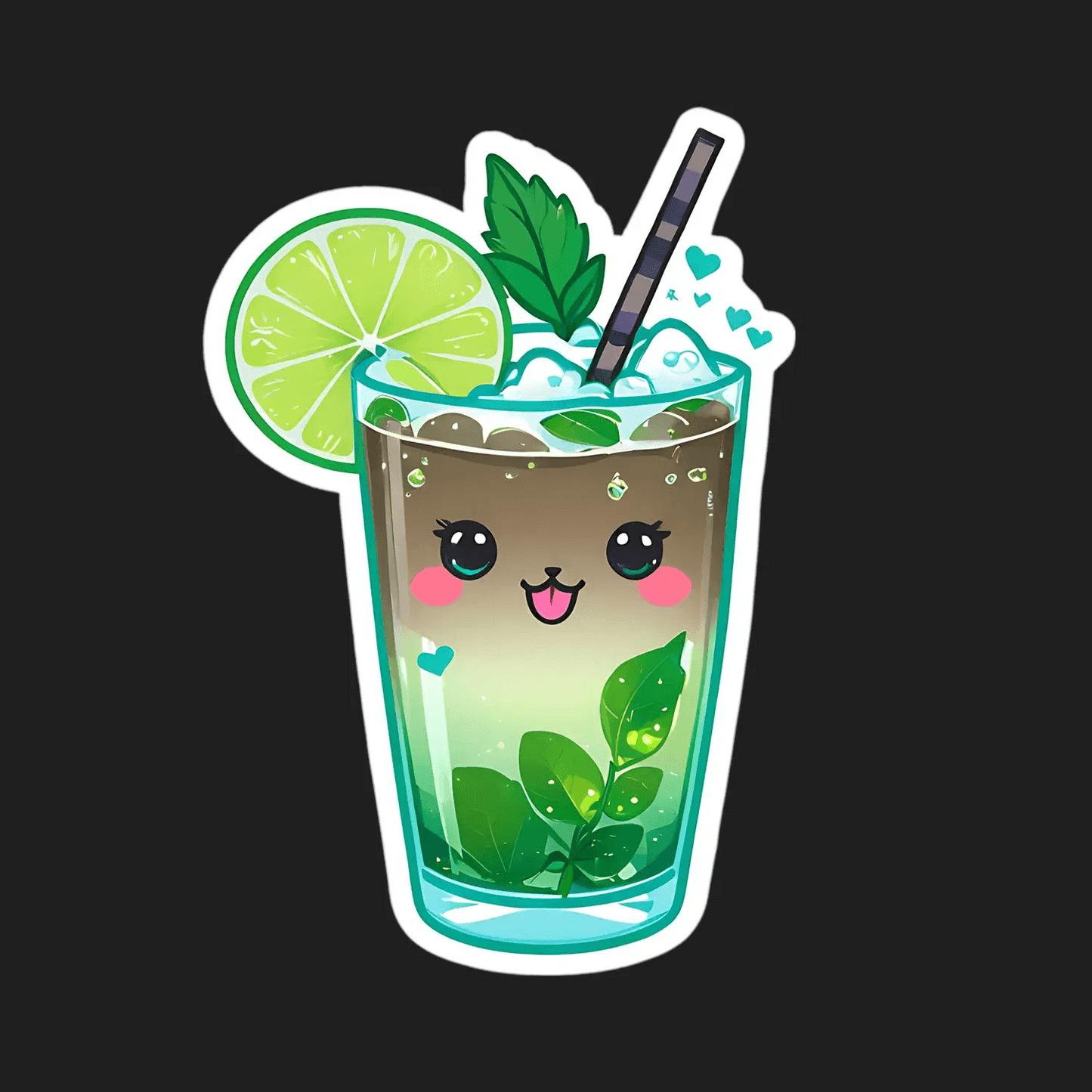 Cute Mojito Glass - Sticker - Heat Press Transfer