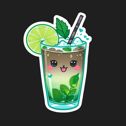 Cute Mojito Glass - Sticker - Heat Press Transfer