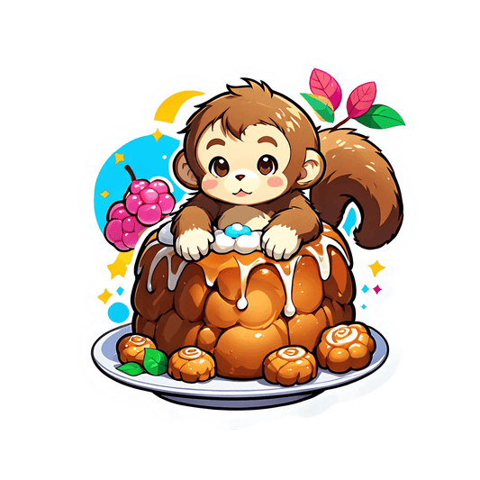 Cute Monkey Dessert - Sticker - Heat Press Transfer