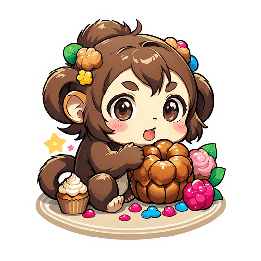 Cute Monkey Dessert - Sticker - Heat Press Transfer
