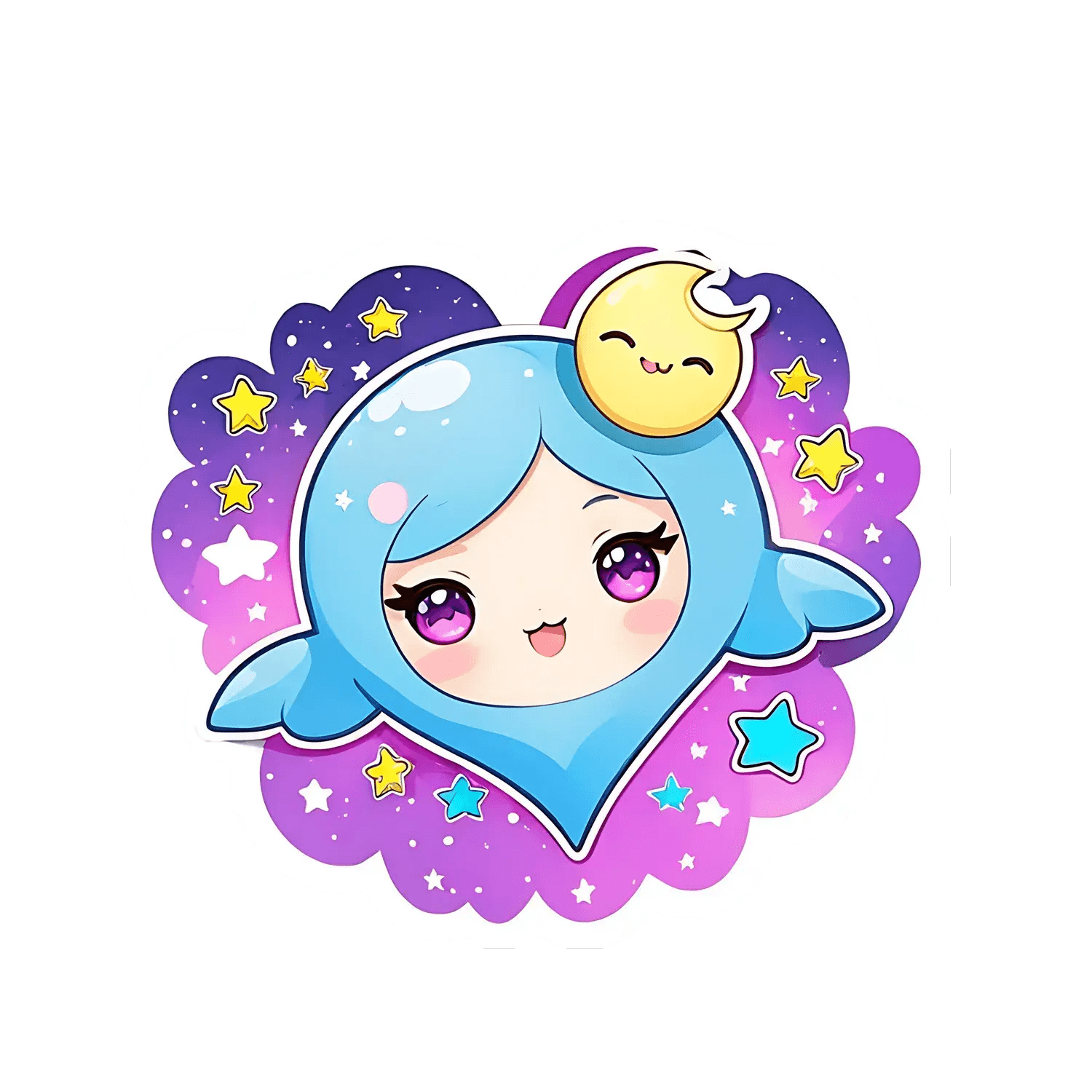 Cute Moon Girl - Sticker - Heat Press Transfer