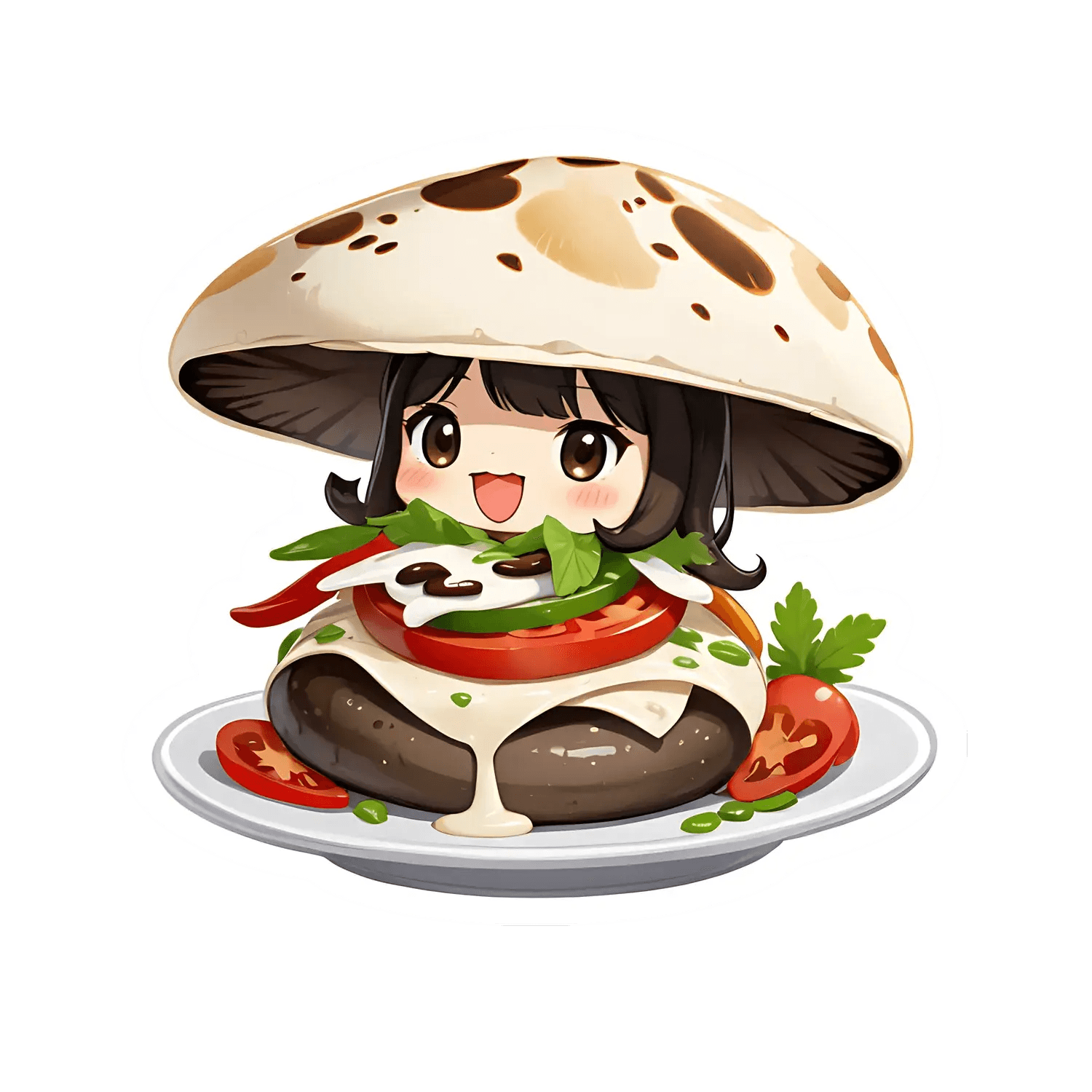 Cute Mushroom Girl - Sticker - Heat Press Transfer