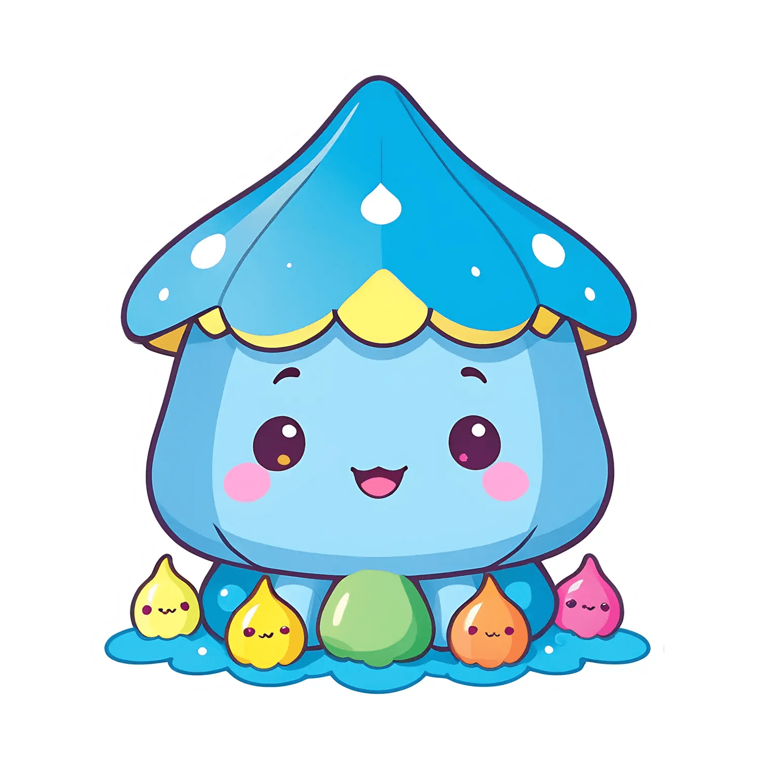 Cute Mushroom House - Kawaii Sticker - Heat Press Transfer