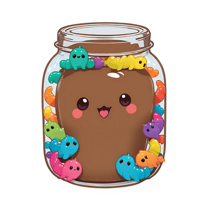 Cute Octopus Jar - Sticker - Heat Press Transfer