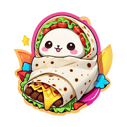 Cute Panda Burrito - Sticker - Heat Press Transfer