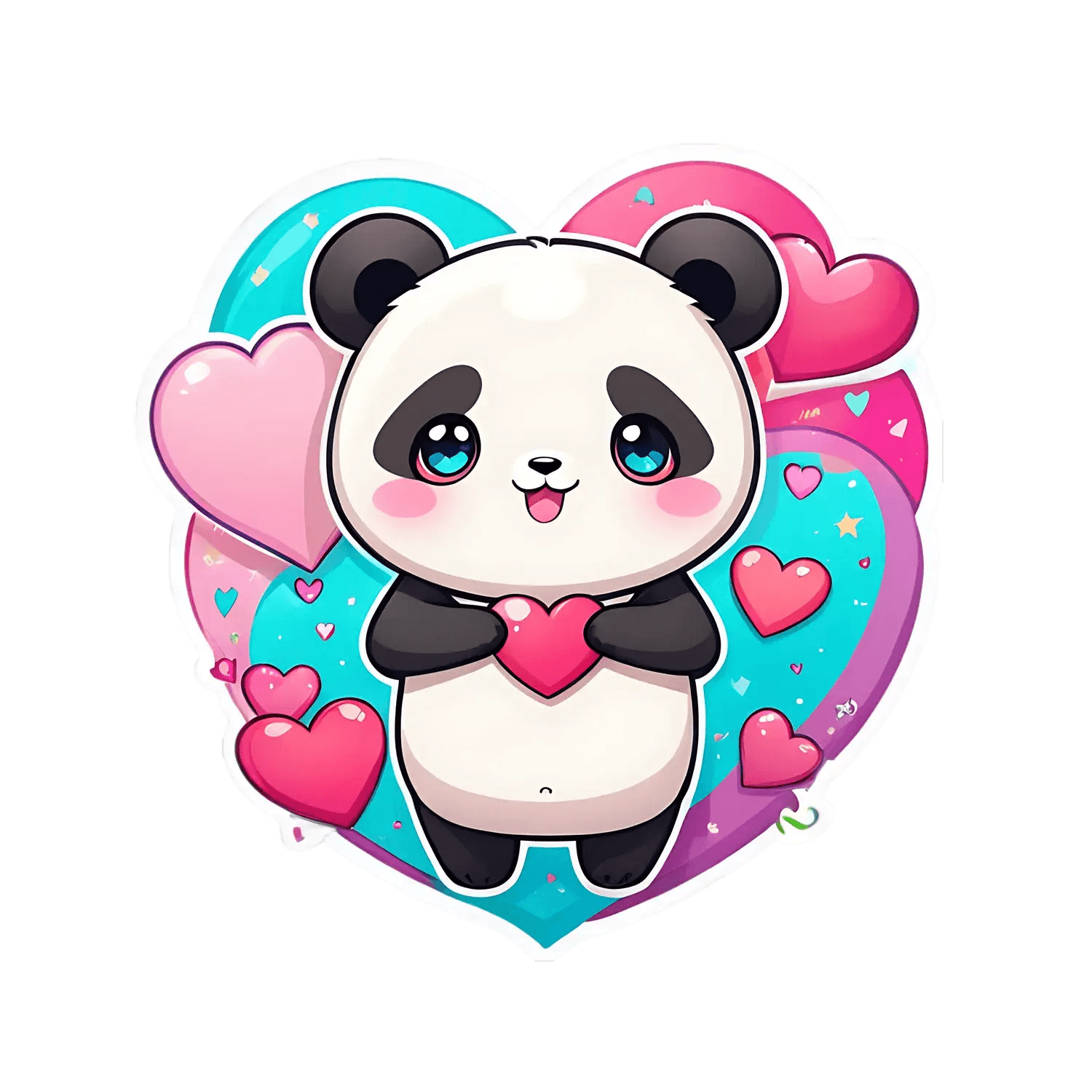 Cute Panda Heart - Sticker - Heat Press Transfer