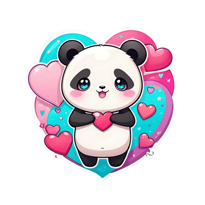 Cute Panda Heart - Sticker - Heat Press Transfer