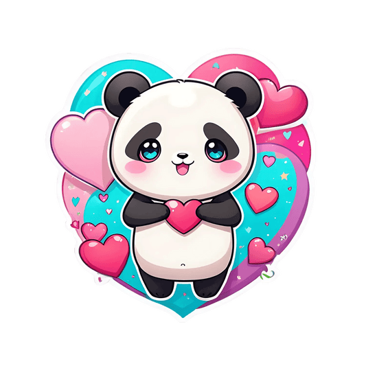 Cute Panda Heart - Sticker - Heat Press Transfer