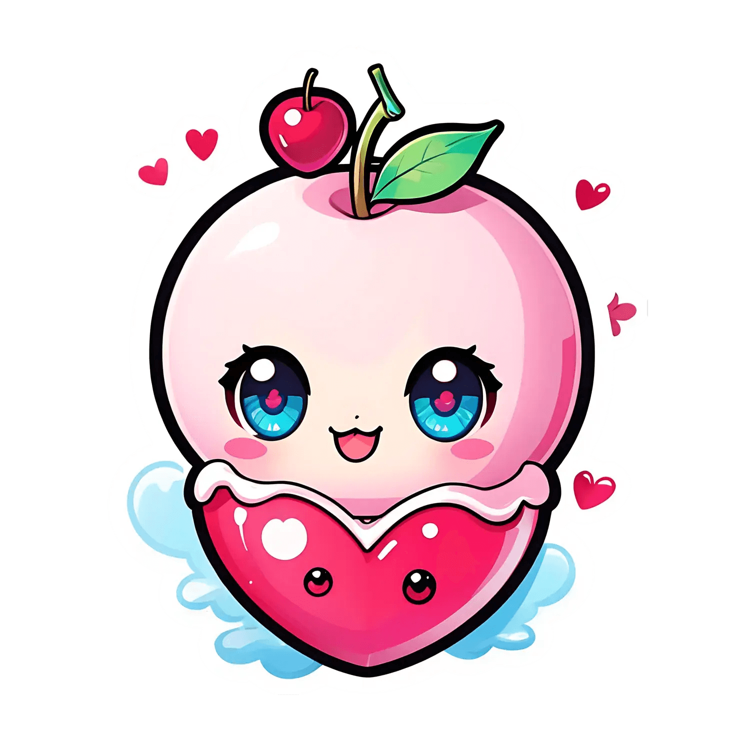 Cute Peach Heart Sticker - Heat Press Transfer